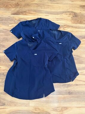 Figs Women's Scrub Tops in Navy Blue